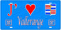 Plaque métal décorative, J'❤️Vallerange, Moselle, fond mur bleu 57
