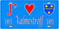 Plaque métal décorative, J'❤️Valmestroff, Moselle, fond mur bleu 57