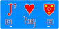 Plaque métal décorative, J'❤️Vany, Moselle, fond mur bleu 57