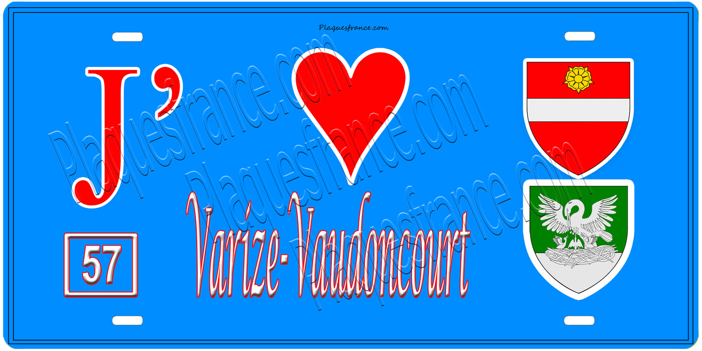Plaque métal décorative, J'❤️ Varize-Vaudoncourt, Moselle (57)