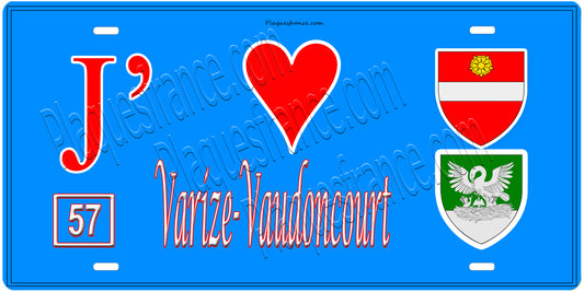 Plaque métal décorative, J'❤️ Varize-Vaudoncourt, Moselle (57)