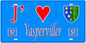Plaque métal décorative, J'❤️Vasperviller, Moselle, fond mur bleu 57