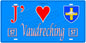 Plaque métal décorative, J'❤️ Vaudreching, Moselle, fond mur bleu 57