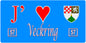 Plaque métal décorative, J'❤️Veckring, Moselle, fond mur bleu 57