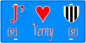 Plaque métal décorative, J'❤️ Verny, Moselle, fond mur bleu 57