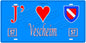Plaque métal décorative, J'❤️Vescheim, Moselle, fond mur bleu 57