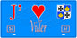 Plaque métal décorative, J'❤️Viller, Moselle, fond mur bleu 57