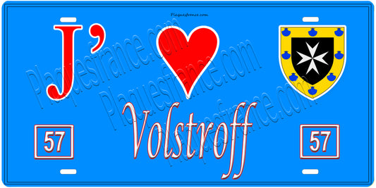 Plaque métal décorative, J'❤️Volstroff, Moselle (57)