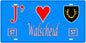 Plaque métal décorative, J'❤️Voyer, Moselle, fond mur bleu 57