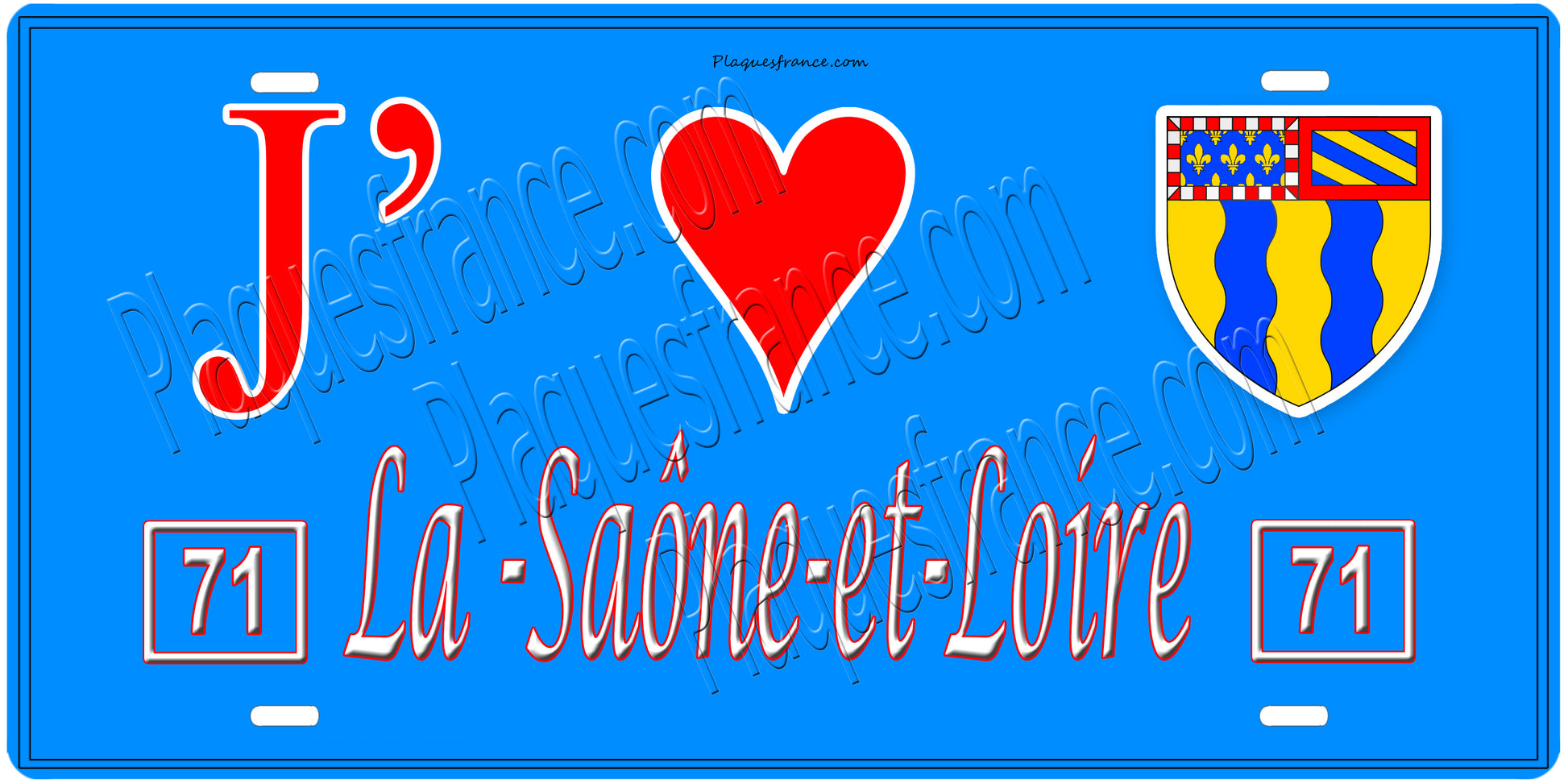 Plaque métal décorative, J' ❤️La Saône et Loire (71), Bourgogne‑Franche‑Comté