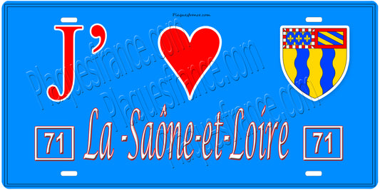 Plaque métal décorative, J' ❤️La Saône et Loire (71), Bourgogne‑Franche‑Comté
