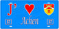 Plaque métal décorative, J' ❤️Achen, Moselle, fond  mur bleu 57