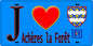 Plaque métal décorative  J' ❤️Achères-la-Forêt, Seine et Mrne (77) fond bleu