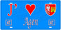 Plaque métal décorative, J' ❤️Agen, Lot et Garonne 47