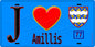 Plaque métal décorative  J' ❤️Amillis, Seine et Mrne (77) fond bleu
