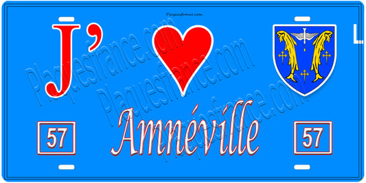 Plaque métal décorative 15 x 30 cm fond  mur bleu 57 J' ❤️Amnéville, canton Rombas 57