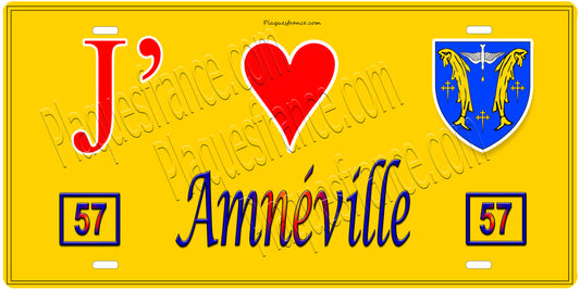 Plaque métal décorative 15 x 30 cm fond  mur jaune 57 J' ❤️Amnéville, canton Rombas 57