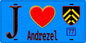 Plaque métal décorative  J' ❤️Andrezel, Seine et Mrne (77) fond bleu
