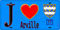Plaque métal décorative  J' ❤️Arville, Seine et Mrne (77) fond bleu
