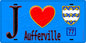 Plaque métal décorative  J' ❤️Aufferville, Seine et Mrne (77) fond bleu