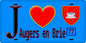 Plaque métal décorative  J' ❤️Augers-en-Brie, Seine et Mrne (77) fond bleu