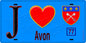 Plaque métal décorative  J' ❤️Avon, Seine et Mrne (77) fond bleu