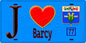 Plaque métal décorative  J' ❤️Barcy, Seine et Mrne (77) fond bleu