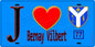 Plaque métal décorative  J' ❤️Bernay-Vilbert, Seine et Mrne (77) fond bleu