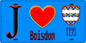Plaque métal décorative  J' ❤️Boisdon, Seine et Marne (77) fond bleu