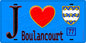 Plaque métal décorative  J' ❤️Boulancourt, Seine et Marne (77) fond bleu