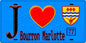 Plaque métal décorative  J' ❤️Bourron-Marlotte, Seine et Marne (77) fond bleu