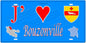 Plaque métal décorative 15 x 30 cm fond  mur bleu carte J' ❤️Bouzonville, canton Bouzonville  57