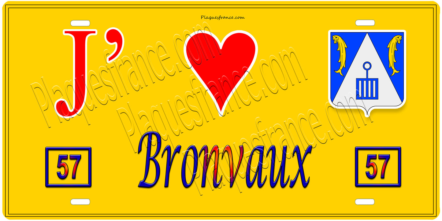 Plaque métal décorative 15 x 30 cm fond  mur jaune 57 J' ❤️Bronvaux, canton Rombas 57