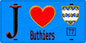 Plaque métal décorative  J' ❤️Buthiers, Seine et Marne (77) fond bleu