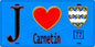 Plaque métal décorative  J' ❤️Carnetin, Seine et Marne (77) fond bleu