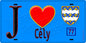Plaque métal décorative  J' ❤️Cély, Seine et Marne (77) fond bleu