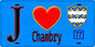 Plaque métal décorative  J' ❤️Chambry, Seine et Marne (77) fond bleu
