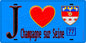 Plaque métal décorative  J' ❤️Champagne-sur-Seine, Seine et Marne (77) fond bleu