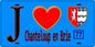 Plaque métal décorative  J' ❤️Chanteloup-en-Brie, Seine et Marne (77) fond bleu