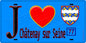 Plaque métal décorative  J' ❤️Châtenay-sur-Seine, Seine et Marne (77) fond bleu