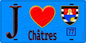 Plaque métal décorative  J' ❤️Châtres, Seine et Marne (77) fond bleu