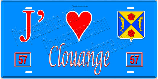 Plaque métal décorative J' ❤️Clouange, Moselle (57)