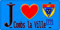Plaque métal décorative  J' ❤️Combs-la-Ville, Seine et Marne (77) fond bleu