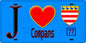 Plaque métal décorative  J' ❤️Compans, Seine et Marne (77) fond bleu