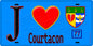 Plaque métal décorative  J' ❤️Courtacon, Seine et Marne (77) fond bleu