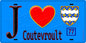 Plaque métal décorative  J' ❤️Coutevroult, Seine et Marne (77) fond bleu