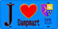 Plaque métal décorative  J' ❤️Dampmart, Seine et Marne (77)