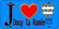 Plaque métal décorative  J' ❤️Douy-la-Ramée, Seine et Marne (77) fond bleu