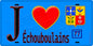 Plaque métal décorative  J' ❤️Échouboulains, Seine et Marne (77) fond bleu