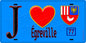 Plaque métal décorative  J' ❤️Égreville, Seine et Marne (77) fond bleu